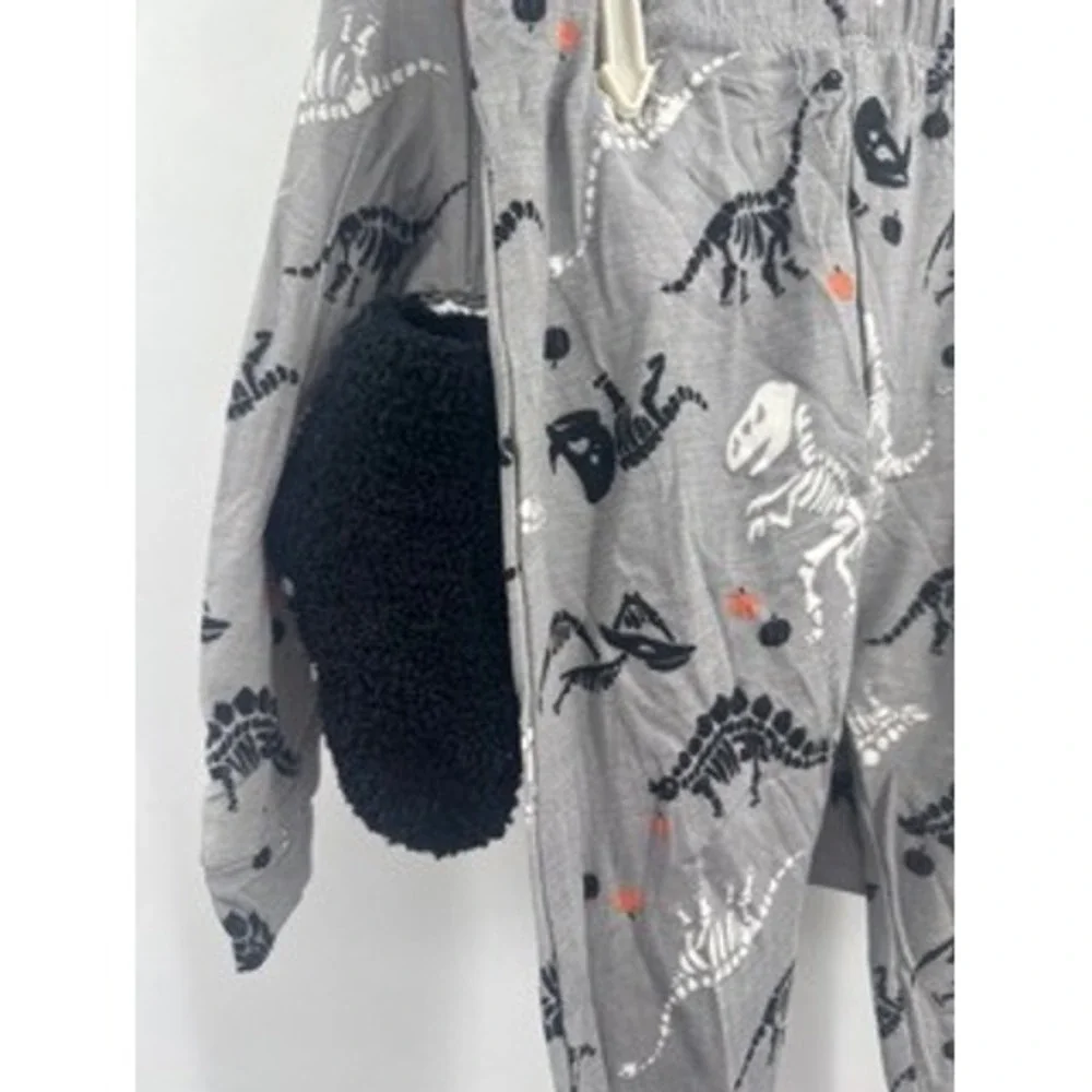 Rabbit Moon NEW Gray Dinosaur Skeleton Bamboo Pajama Set 3pc 24M Sleepwear